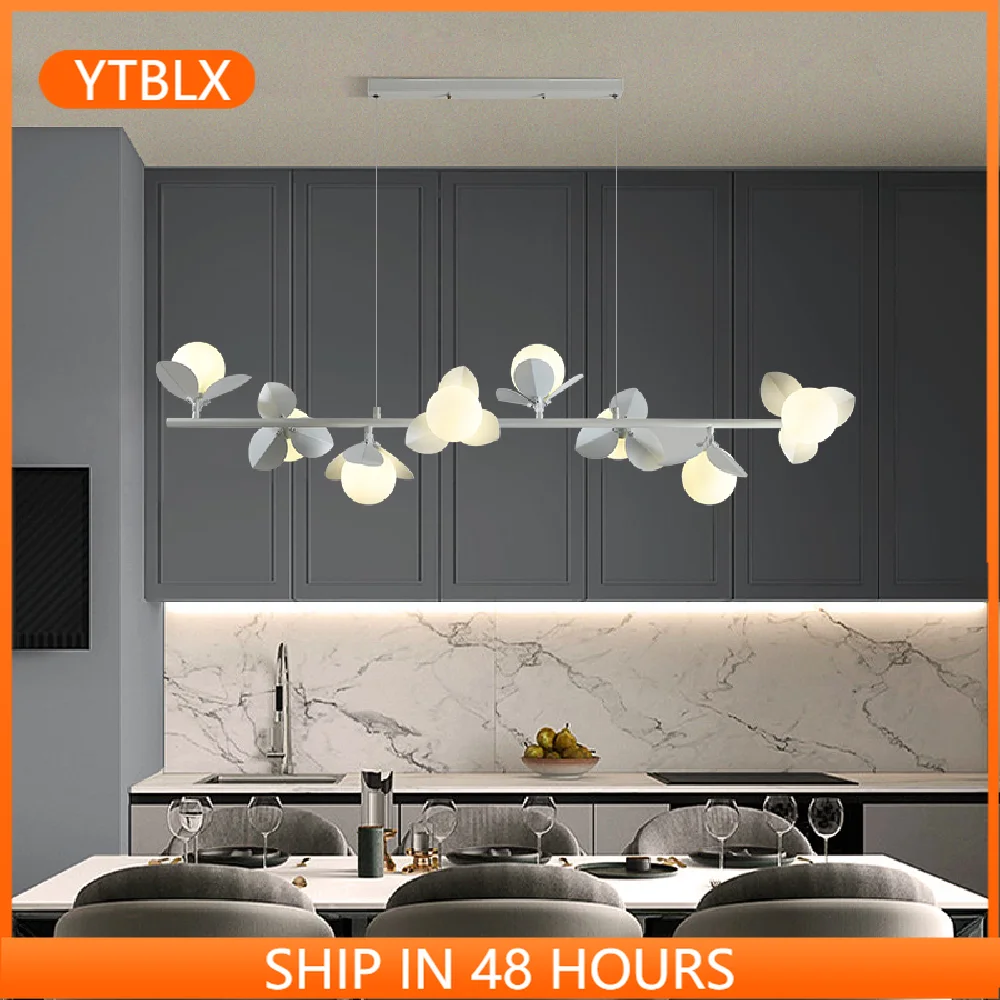 

Dining Room LED Chandelier Modern Nordic Kitchen Island Creative Long Hanging Light Restaurant Bar Coffee Shop Deco Pendant Lamp