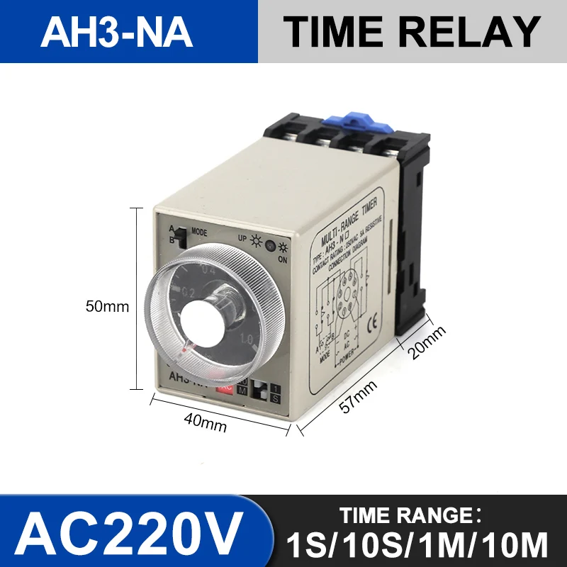 

Реле времени AH3-NA/NB/NC/NE/ND, 8 контактов, 24 В, 110 В, 220 В, 380 В, многодиапазонное электрическое реле времени с регулируемым таймером и основанием для розетки