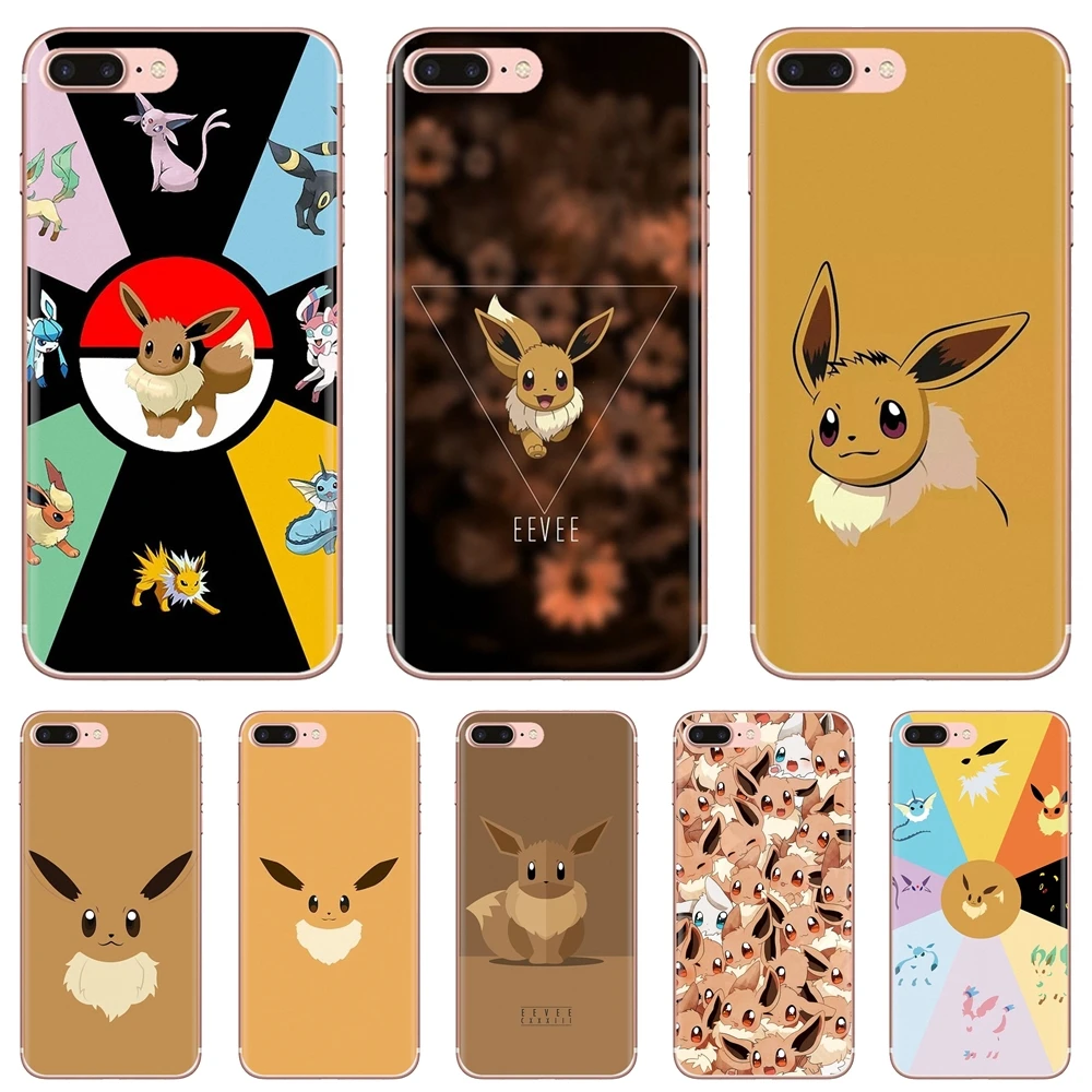 

For Xiaomi mi Redmi Note 3 4 4X 5 6 7 8 8t 9 9s 9t 10 pro lite Yellow cute cartoon anime Eevee Transparent TPU Case