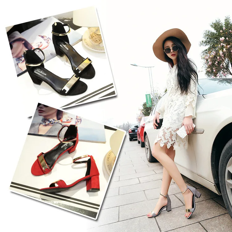 

Сандалии на высоком каблуке с открытым носком и пряжкой