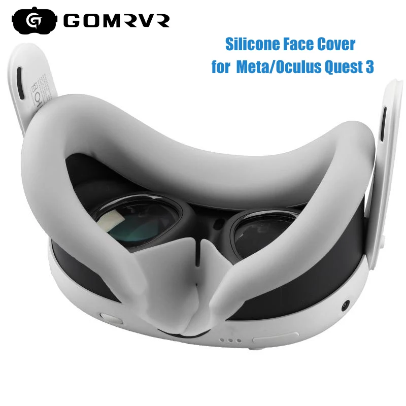 

GOMRVR Silicone Face Cover for Meta Quest 3 Replacement VR Face Connector Protective Cover Sweatproof Blackout Eye Mask