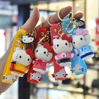 new design hello kitty keychain cat toy key ring accessories girls backpack chain kawaii cartoon doll action figure for kid gift