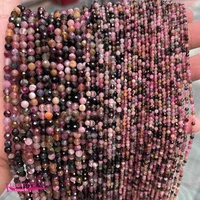 natural tourmalines stone loose beads high quality 2mm 3mm 4mm faceted round diy gem jewelry making accessories 38cm a4448