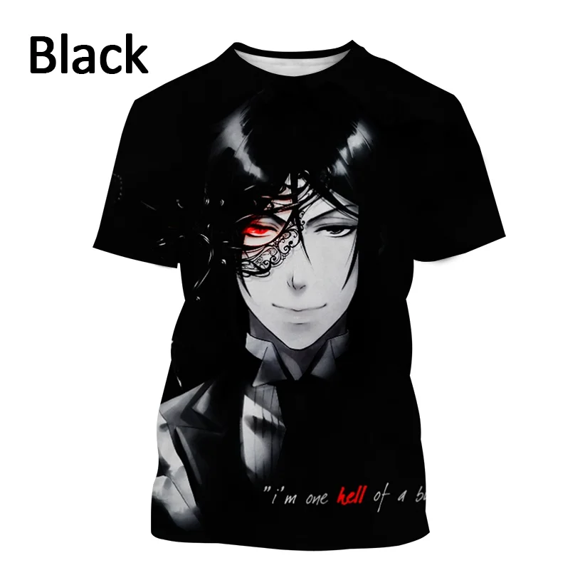 

Japan Anime Black Butlers Men's 3D Printed T-shirt Fashion Casual Role-playing Men's T-shirt Hip-hop Funny Short-sleeved