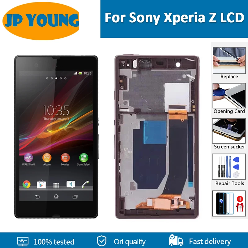 ЖК-дисплей 5,0 дюйма для Sony Xperia Z, сенсорный экран для C6603, C6602, C6616, C6606, дигитайзер ЖК-дисплея в сборе с рамкой, оригинал