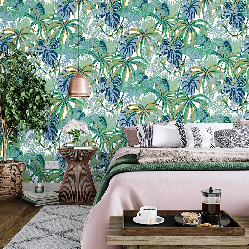 

Nordic Green Plants Banana Leaf Wallpaper Tropical Rainforest Southeast Asian Palm Leaves Wallpape Living Room Bedroom Backdrop