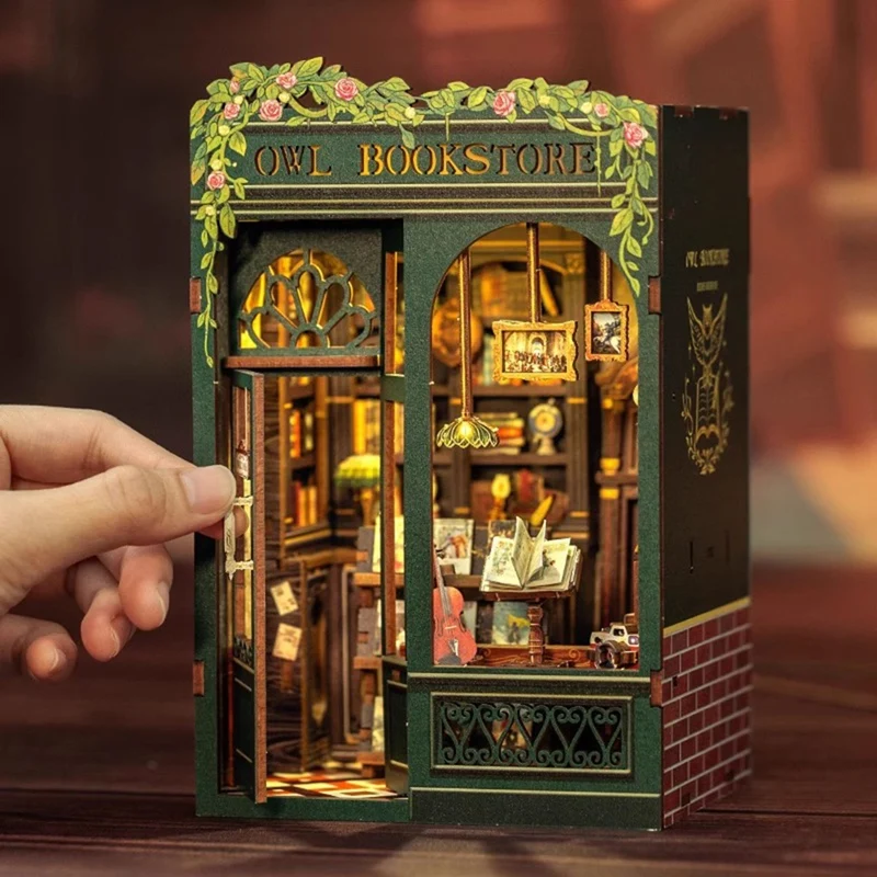 DIY Book Nook сова набор книжного магазина 3D Деревянный пазл-книжка для фотографий с