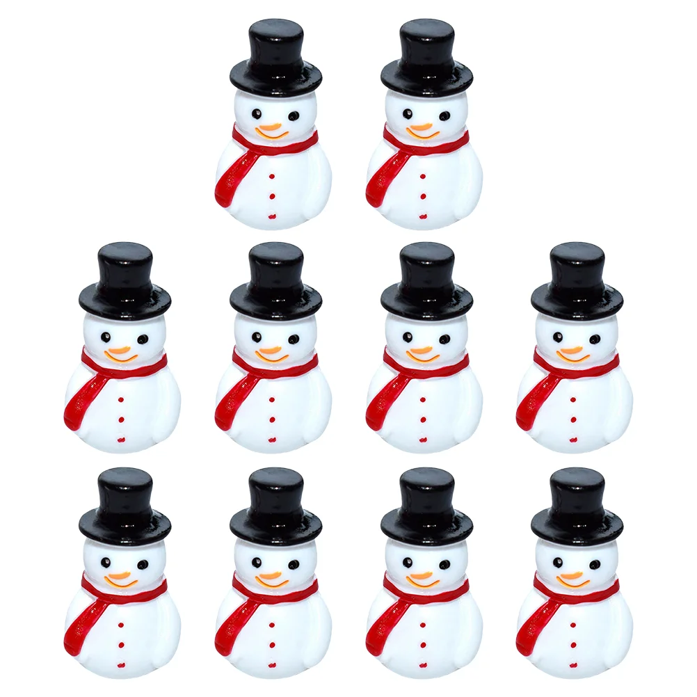 

10 Pcs Cake Toppers Mini Snowman DIY Decoration Miniature Christmas Resin Ornaments Micro Landscape Globe