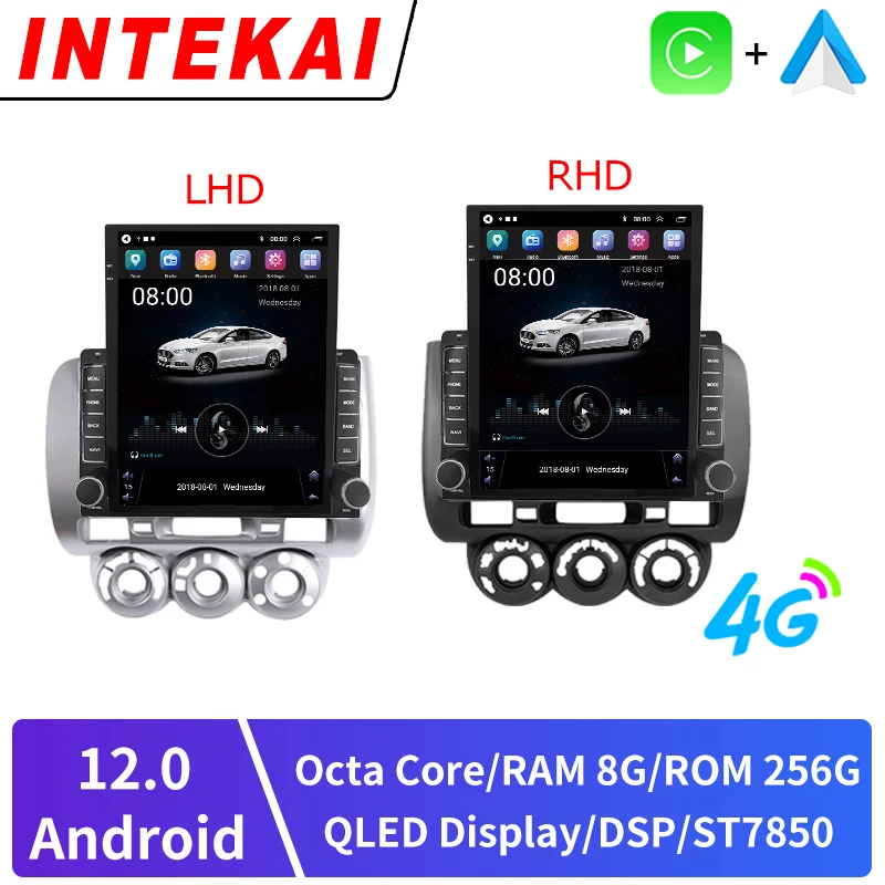 9 7-дюймовый вертикальный экран Tesla Android 12 0 для HONDA JAZZ City 2002 2007 мультимедийный плеер