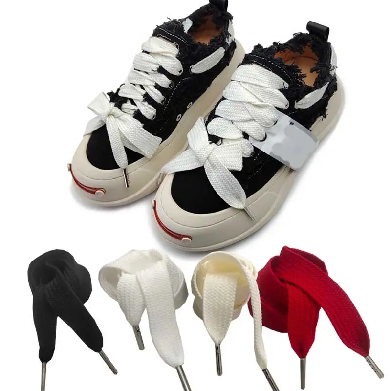 1 Pair Straps For Women's Shoes Cream White Men Sports Sneakers Casual Shoes Accessories 120 140cm Shoelaces 2cm Wide Shoe Laces