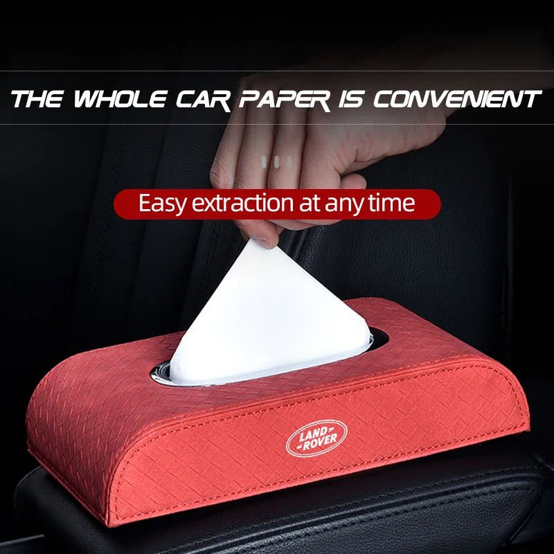 

Car Tissue Box Interior Accessories Decorative Leather Napkin Box For Land Rover Defender Freelander 1 2 3 Evoque Range SV Velar