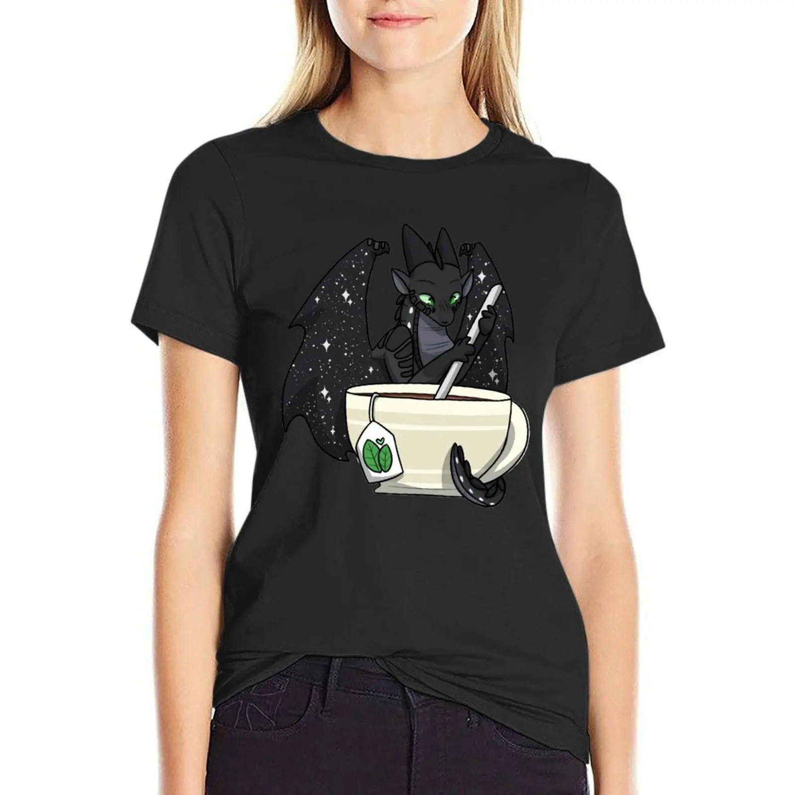 Футболка Starflight с чаем милая одежда летняя оверсайз футболки черные для женщин