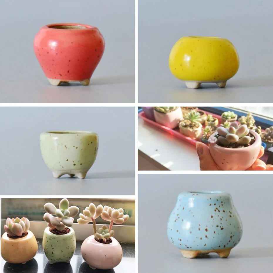 

1pc Mini More Meat Ceramic Flower Pot Succulents Fleshy Plants Flowerpot Small Home/Office Desktop Decoration Pots for Flowers