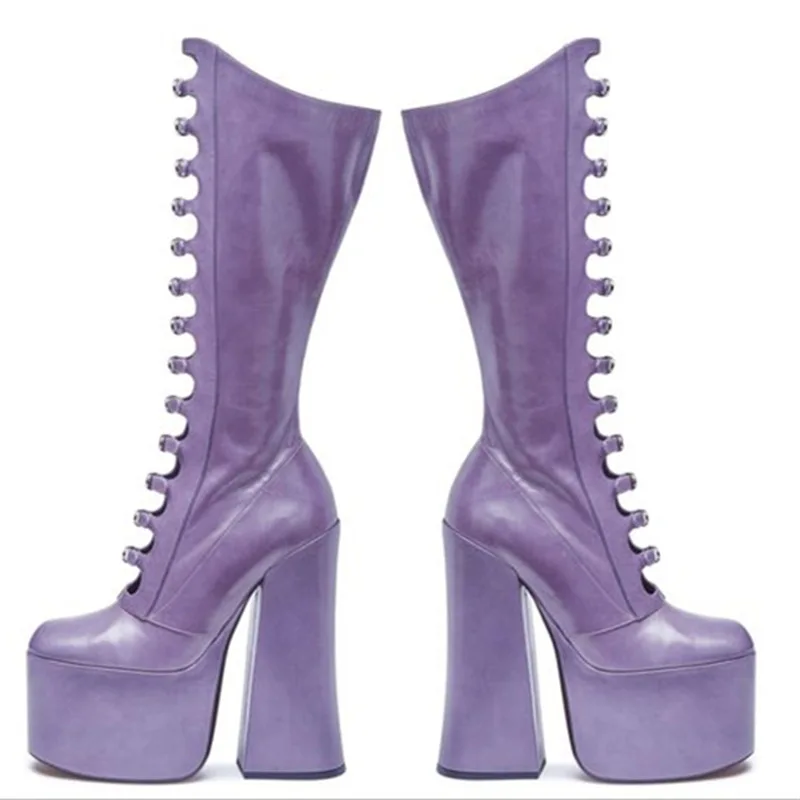 Platform High Heel Womens Boots 2022 Winter Luxury Sexy Nightclub Stage Runway Women Shoes Elegant Punk Women Knee High Boots