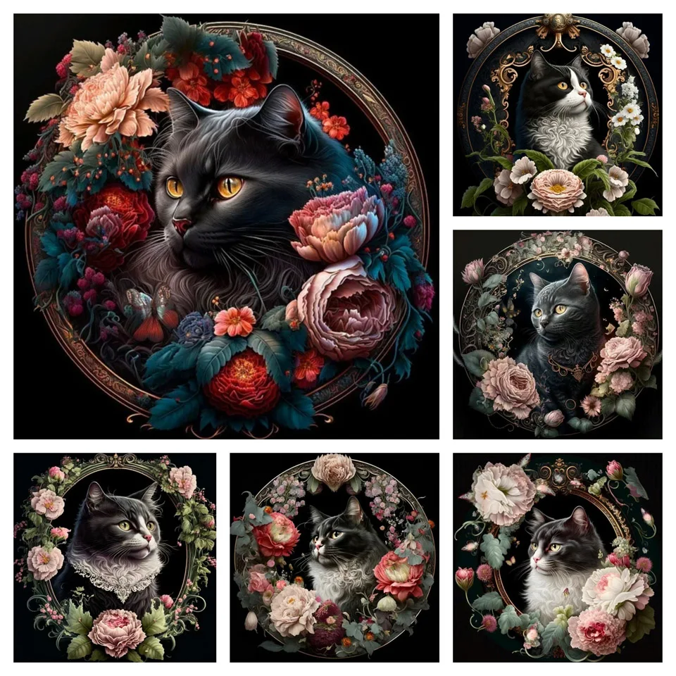 

Картина из страз Aniaml, новая коллекция, абстрактный цветок, кот 5d, Алмазная мозаика «сделай сам», вышивка крестиком, искусственная вышивка