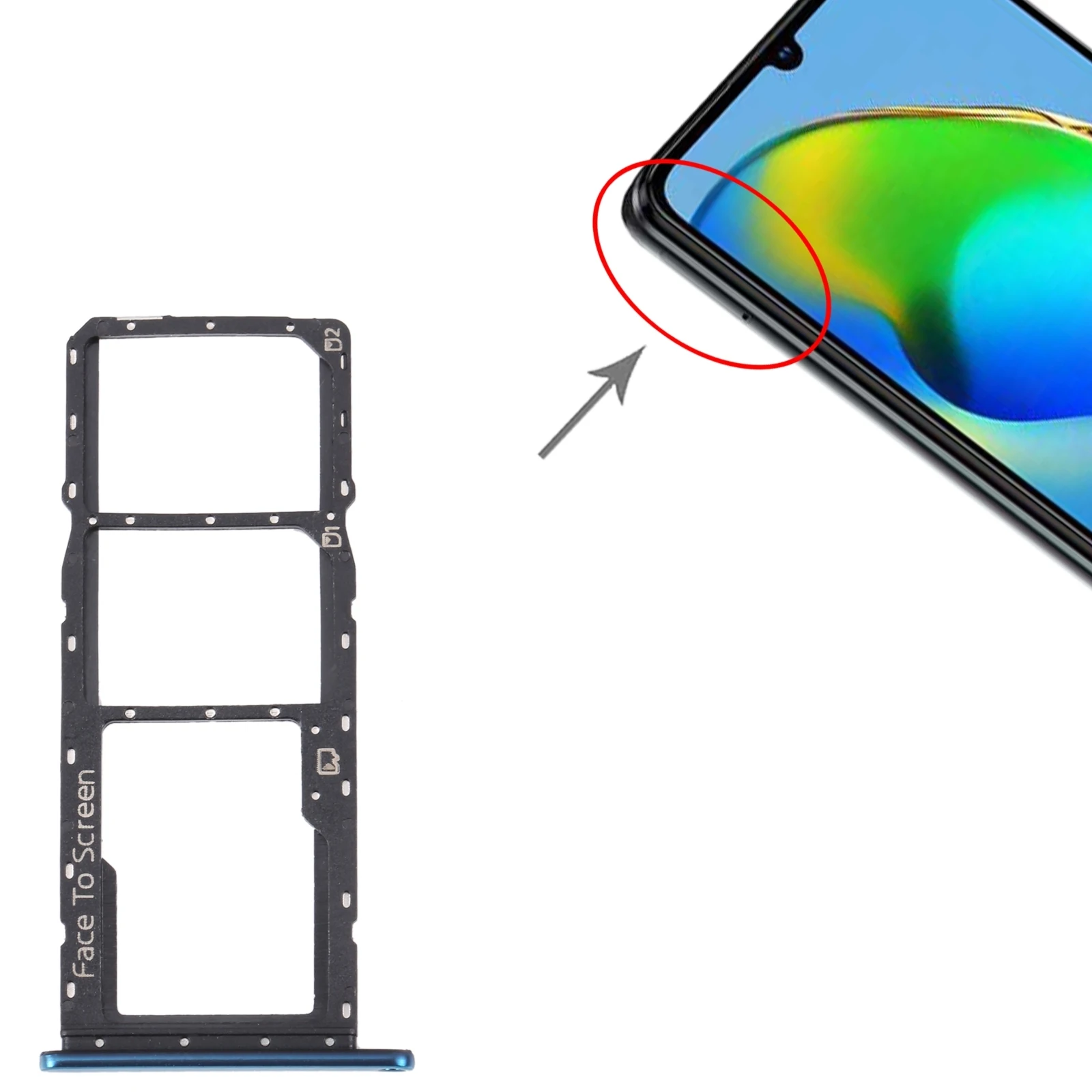 

Для ZTE Blade V40 Vita SIM Card Tray + лоток для карт памяти Micro SD (синий)