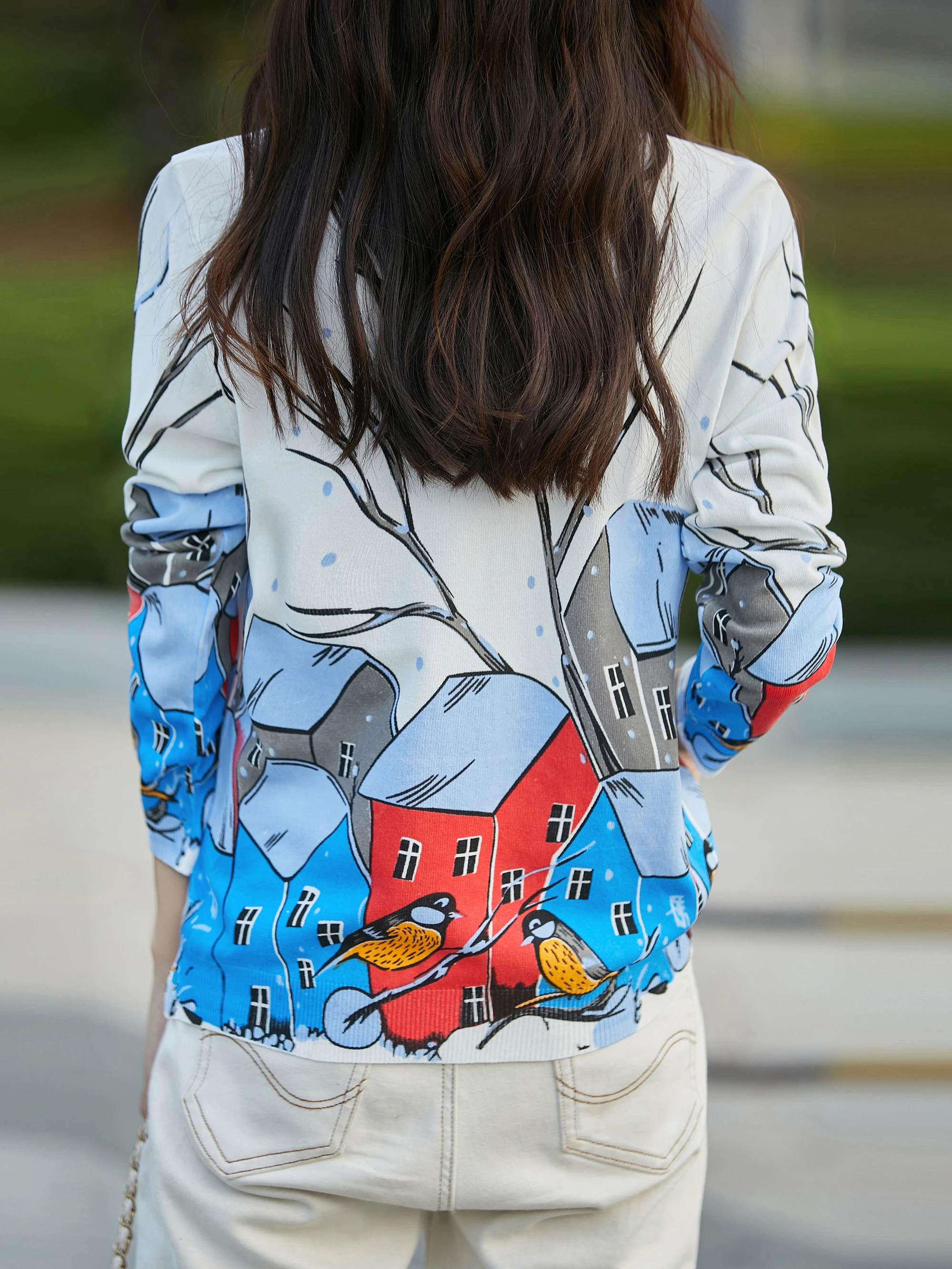 Женский трикотажный кардиган с длинным рукавом и V-образным вырезом