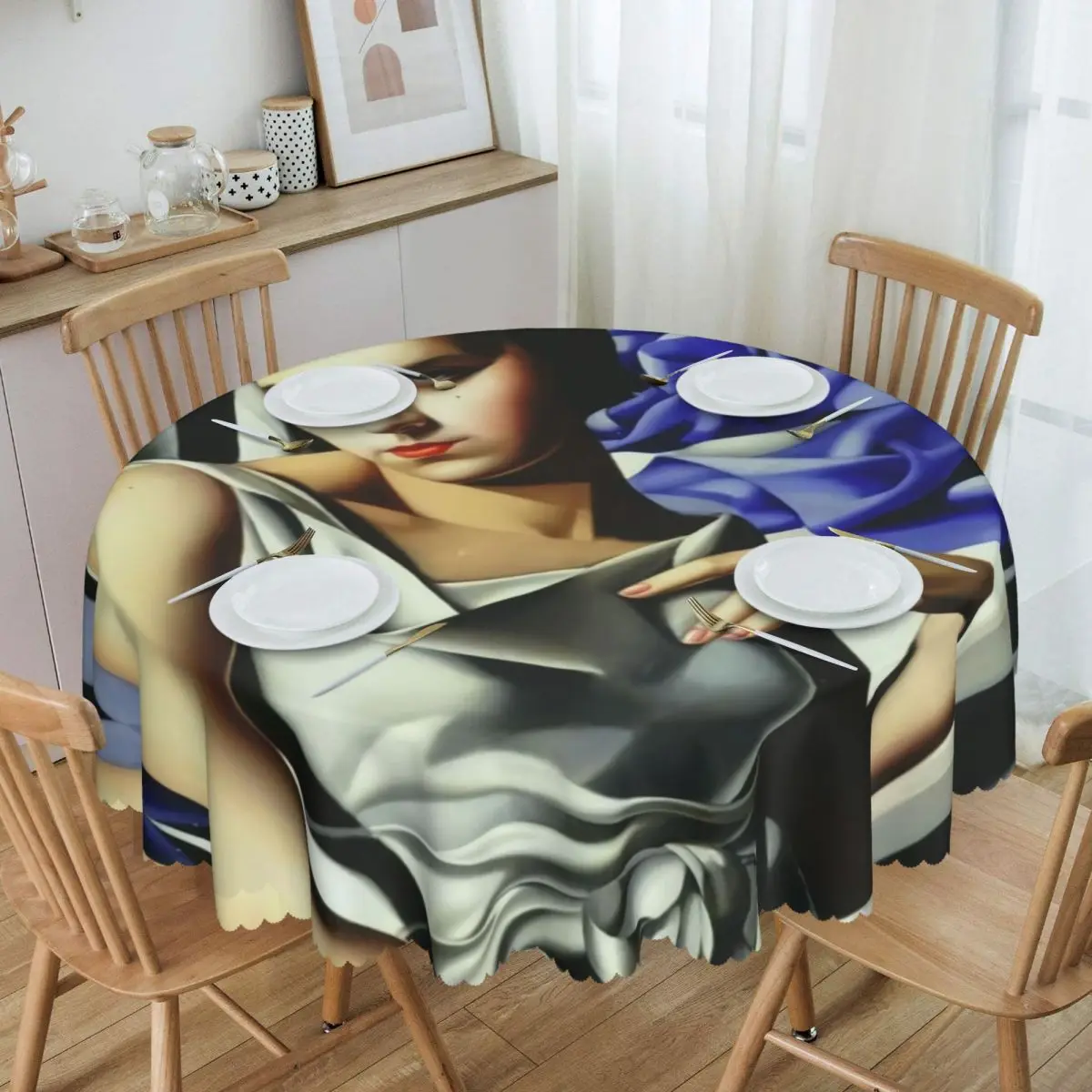 

Круглая маслонепроницаемая Женская скатерть для стола Tamara De Lempicka, скатерть для пикника, 60 дюймов, скатерть для стола