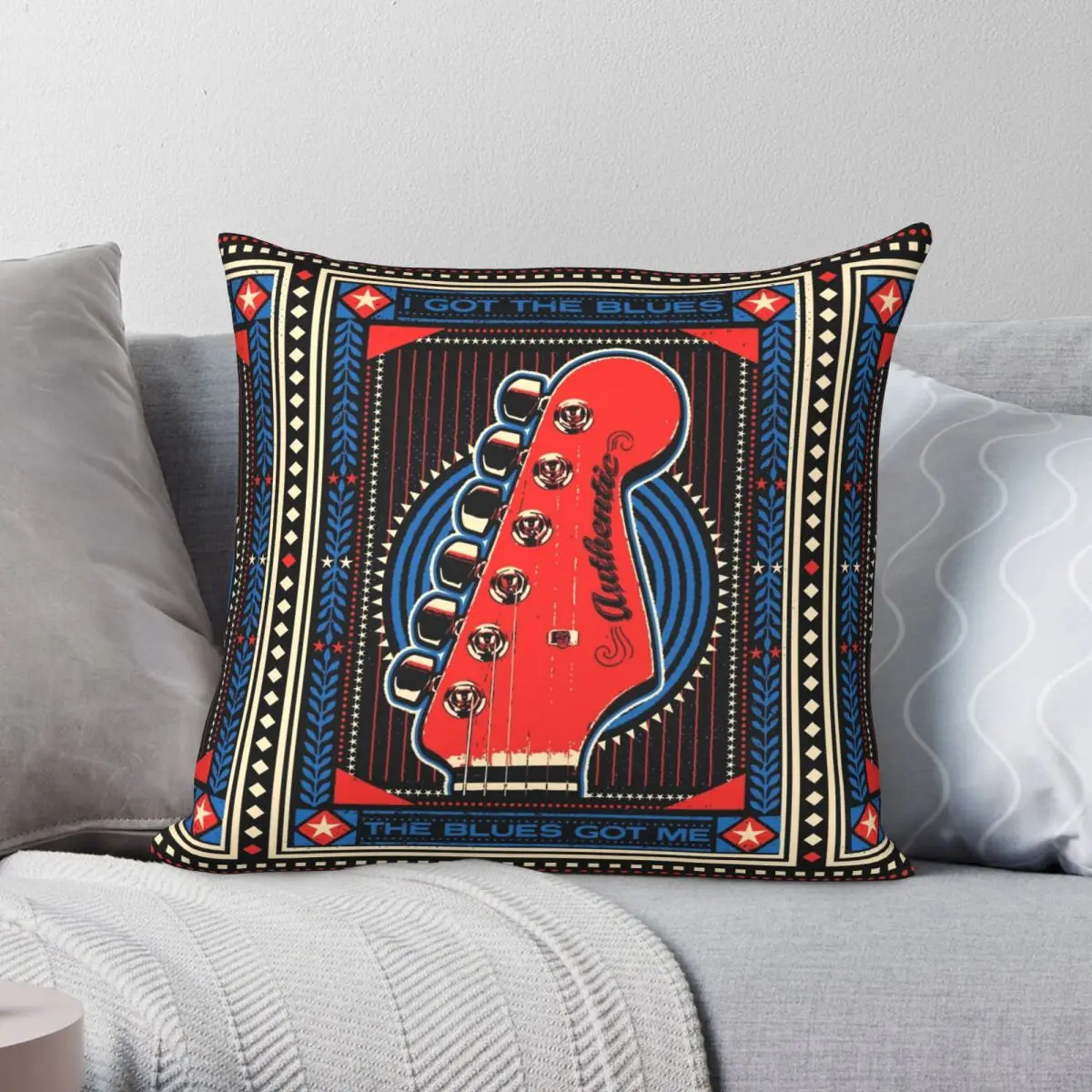 

I Got The Blues The Blues Got Me Square Pillowcase Polyester Linen Velvet Creative Zip Decor Room Cushion Cover 18"