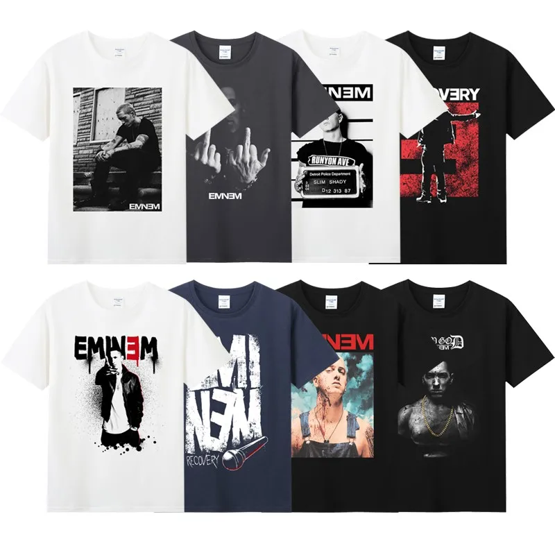 Eminem West Coast Rapper Hip Hop Fashion Vintage Graphics T-shirt Streetwear 90s Unisex Cotton Tees Funny Rick Short Sleeve