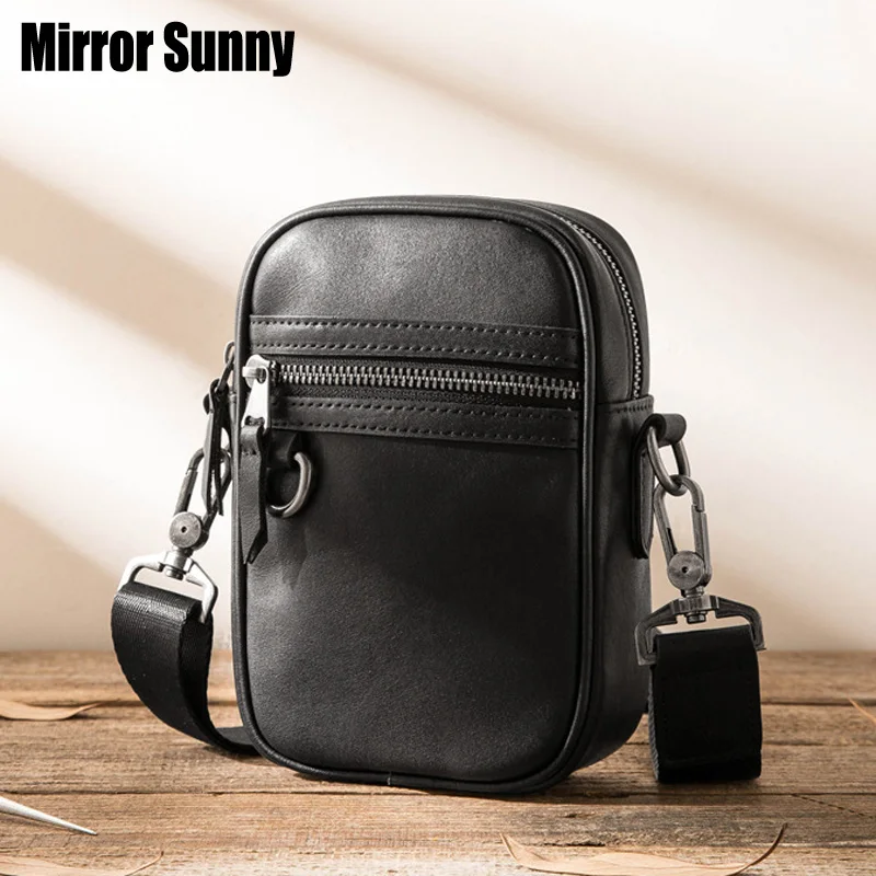 

New Genuine Leather Men's Mini Small Bag First Layer Cowhide Leather Shoulder Bag Casual all-match Crossbody Messenger Bag