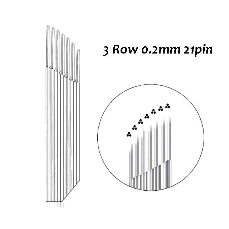 

3 ряда 0,2 мм 21 pin Перманентный макияж бровей Иглы для макияжа ручка для Мануэля 3d вышивка туман Макияж Бровей Губ