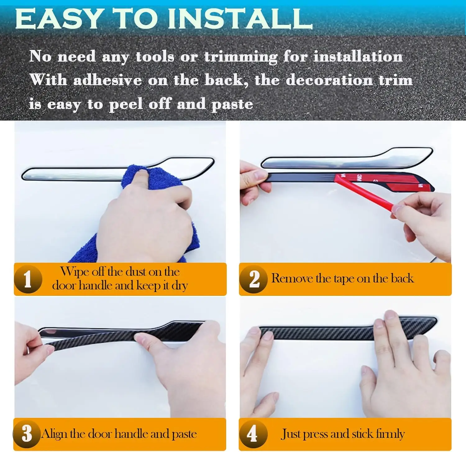 Tesla Model 3 Y Дверная ручка из углеродного волокна Декоративная защитная крышка 4