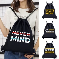 canvas gym backpacksfor beach basketball yoga sports bags with drawstring travelphrase print teenager shoulder storage bags