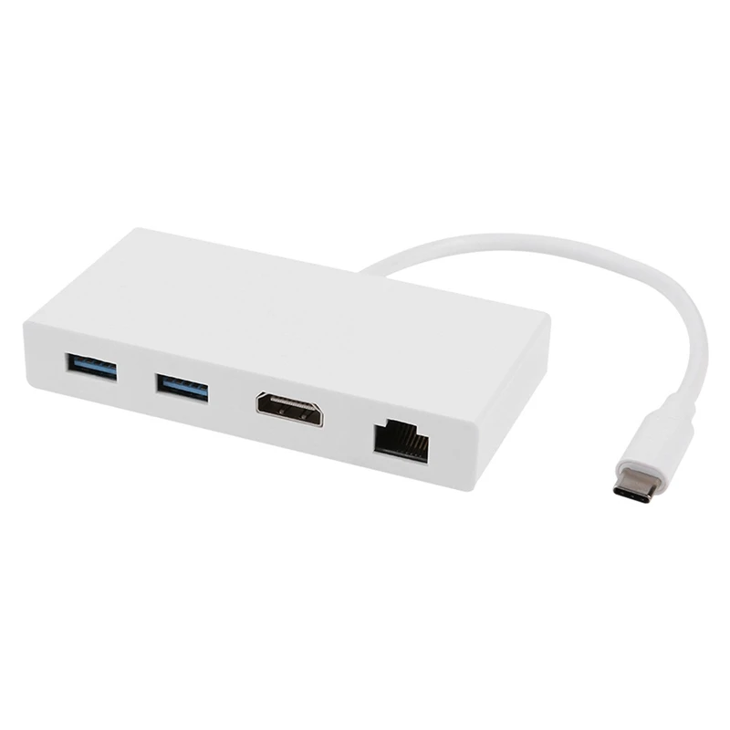 

Ethernet Adapter Converter 4 In 1 Type C HUB USB 3.1 To RJ45 4K HDMI Video USB 3.0 Adapter For PC Tablet Splitter