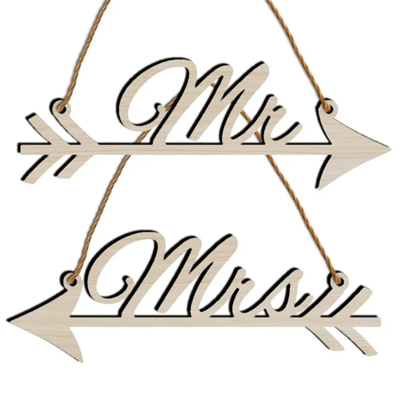 

Home Decoration Wedding Rustic Wood DIY Sign Mr & Mrs Arrow Signs Household Chair Decor Supplies Dropship