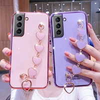 for samsung s20fe case luxury plating love bracelet wrist strap soft case for samsung galaxy s21 s20 s10 s9 plus ultra note20