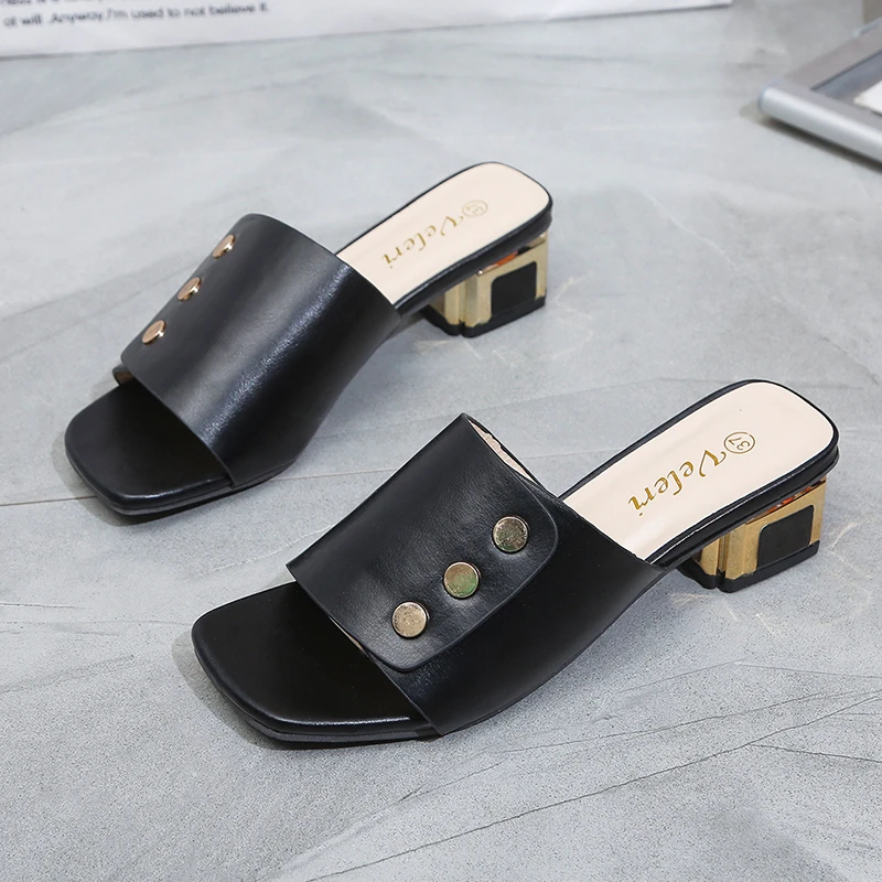 

Red Sexy Soft Leather Female Flipflop Slippers Summer Fashion Heels Slides Shoes For Girls Comfortable Sandals Woman