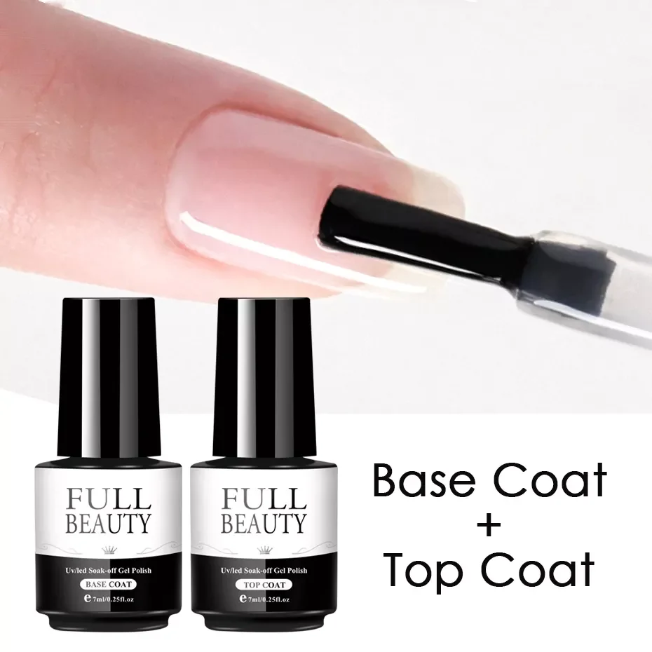 

7ml Base and Top Coat For Nails Gel Polish Transparent Fingernail Varnish Semi-permanent Lacquer Nail Art Primer Tools BE1571-2