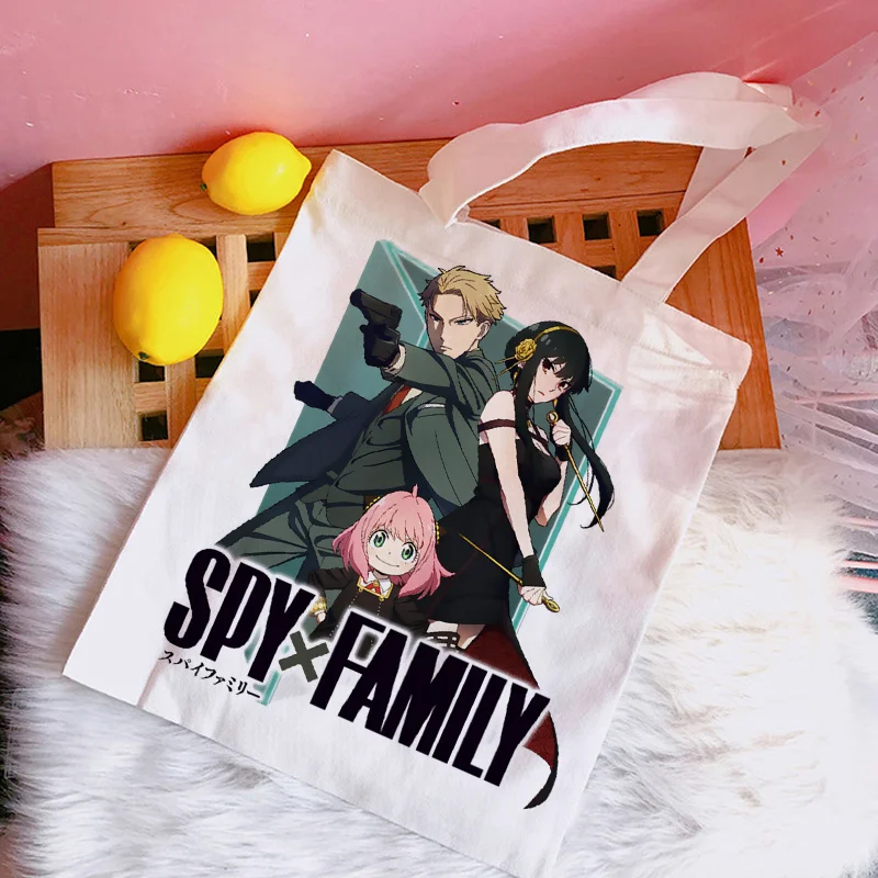 

Spy x Family shopping bag tote shopper reusable shopping cotton bolsas de tela bag string woven jute foldable sac toile
