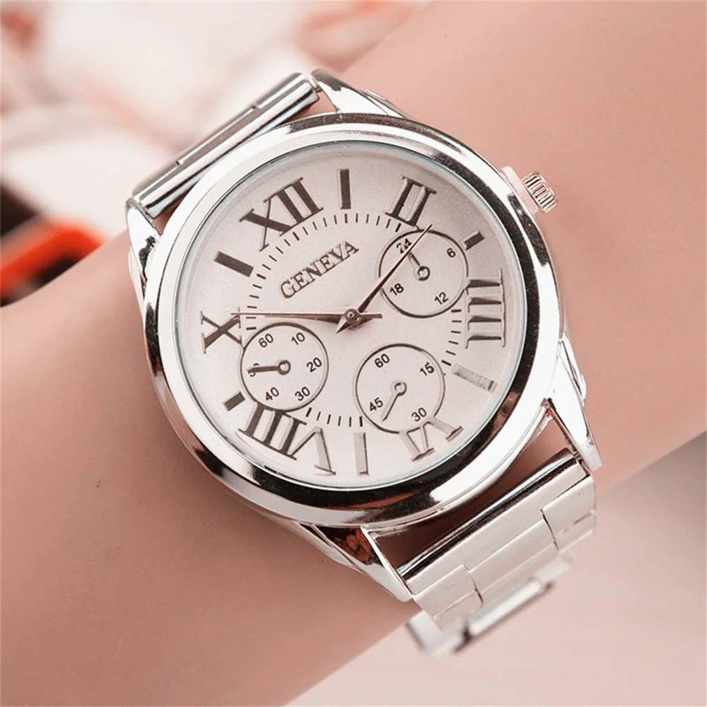 Watch for Woman New Silver Geneva Casual Quartz Women’s Watches Stainless Steel Dress Wristwatch Relogio Feminino Ladies Clock
