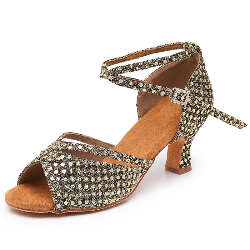 

Women's Latin Flash Dance Shoes Female Adult Latin Ballroom Dancing Shoes Women's Mid Heel Dance Shoes 5.5cm 7.5cm