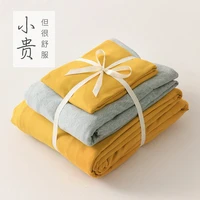 super soft naked sleeping tianzhu cotton three four piece solid color bed knitted cotton quilt cover sheet bed sheet pure cotton