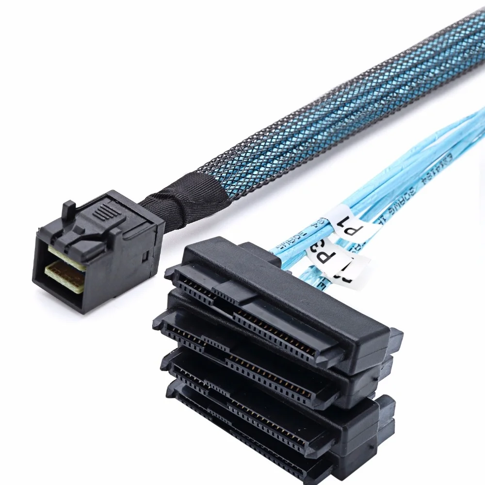 

Sas Sata Cable Sff-8643 to 4 Sff-8482 Internal Mini Sas Hd to 4 Sff-8482 Connector with 15pin Power Port Hard Drive Splitter
