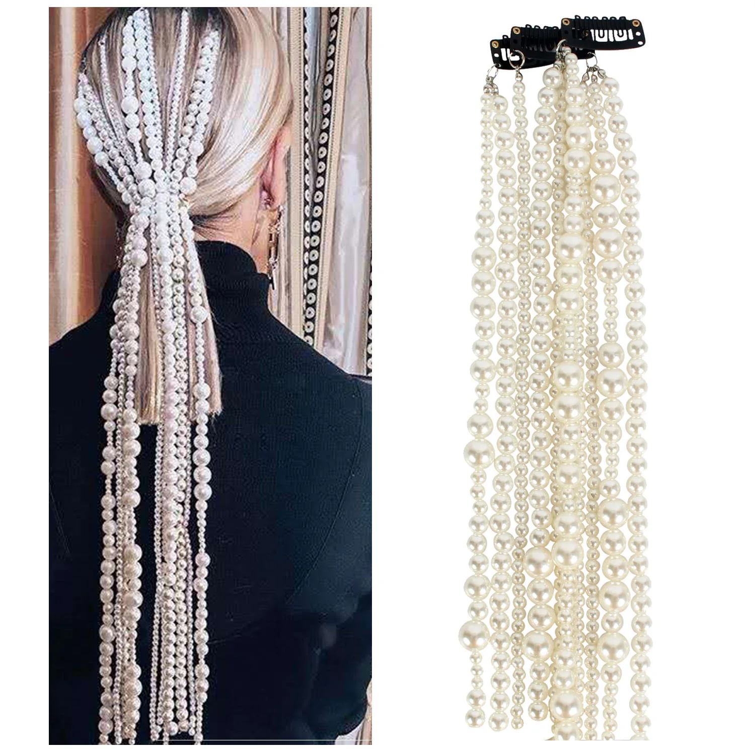 

2022 New European And American Popular Easter Headwear ABS Imitation Pearl Tassel Hair Chain Hair Accessories