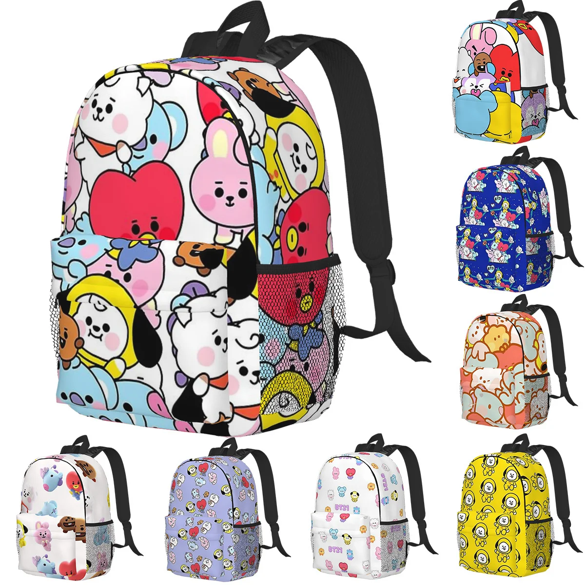 

Baby BT21 Pattern Backpacks Teenager Bookbag Casual Children School Bags Travel Rucksack Shoulder Bag Large Capacity