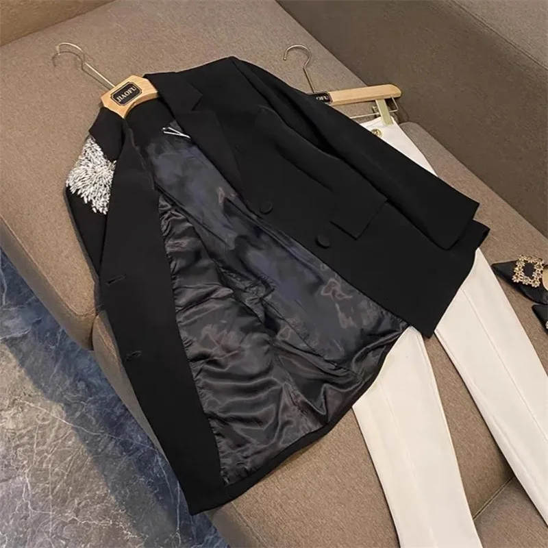 2024 тяжелый промышленный современный Блейзер модная Цветочная строчка свободный