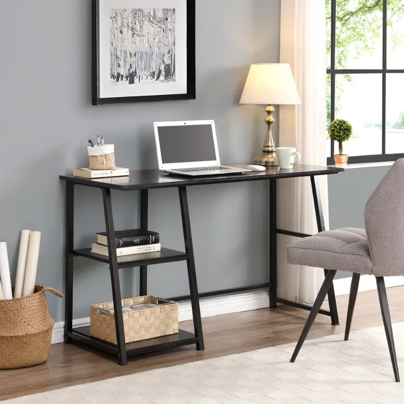 

FirsTime & Co. Black Enzo Writing Desk With Shelves, Industrial, Painted, 48 x 20 x 29.25 in desks home office