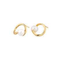 luxury fashion gold pearl earrings stud for women 2022 delicate hypoallergenic trend simple earrings jewelry birthday gift