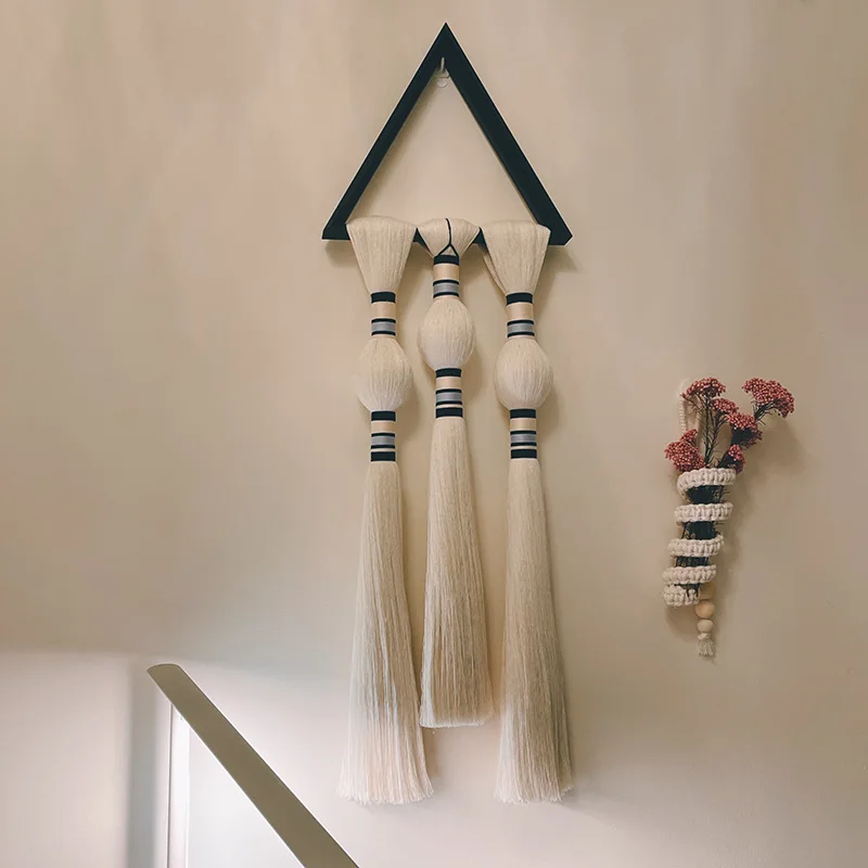 

Треугольный гобелен ручной работы, украшение для дома, настенное украшение для спальни, крыльца, фона на стену, гостиной, отеля, подвесная картина с кисточками