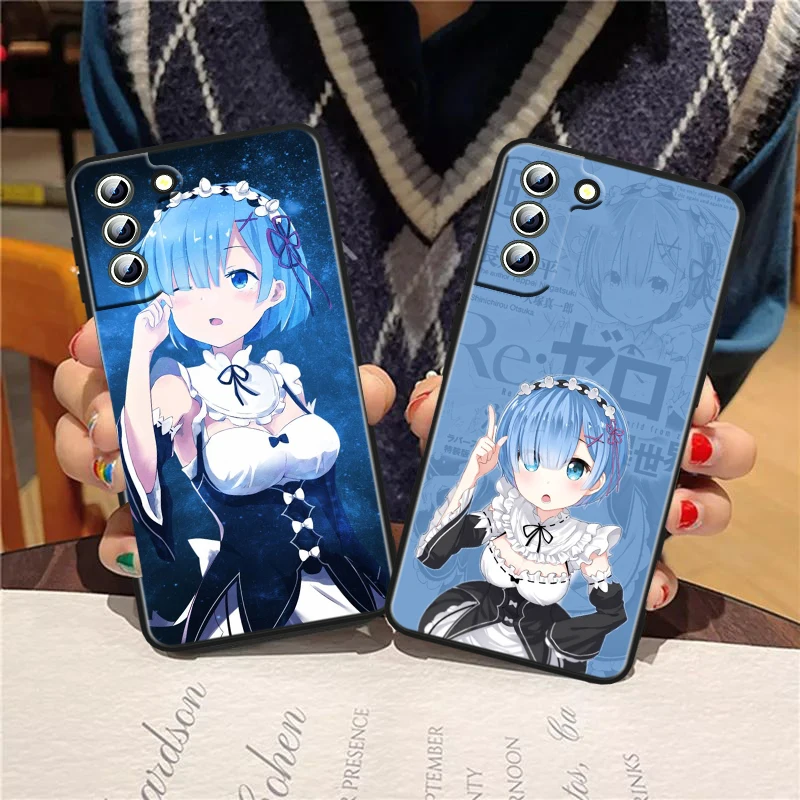 Чехол для телефона с аниме Rem Beauty Samsung A73 A72 A54 A53 A52S A34 A33 A32 A25 A24 A23 A22 A15 A14 A13 A05 черный