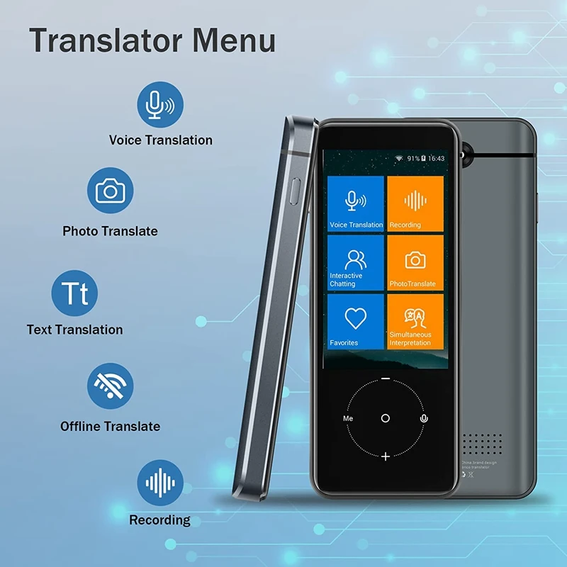 

Language Translator Device 137 Different Languages Black-Gray Plastic+Metal For Learning Travel Business