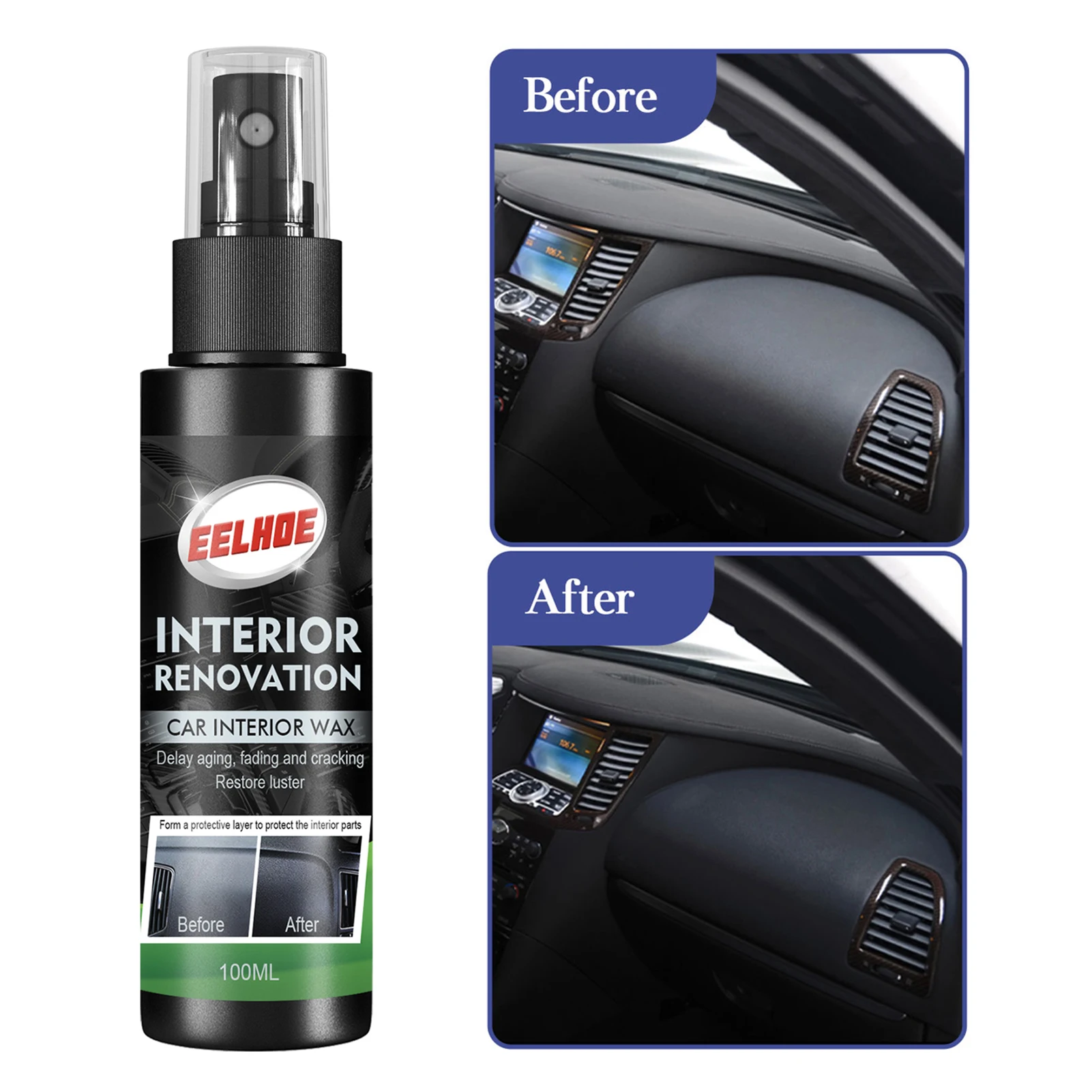 

100ml Car Plastic Restore Retreading Agent Renewed Wax Refurbishment Renovated Coating Maintenance Interior Parts Cleaner