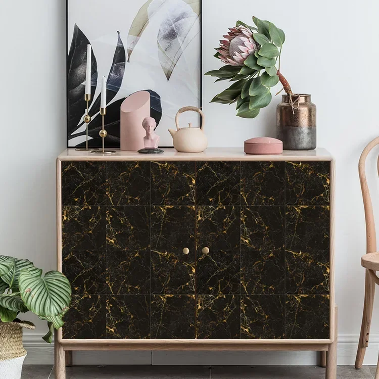 Черная Золотая мраморная плитка отделка кухонная настольное украшение