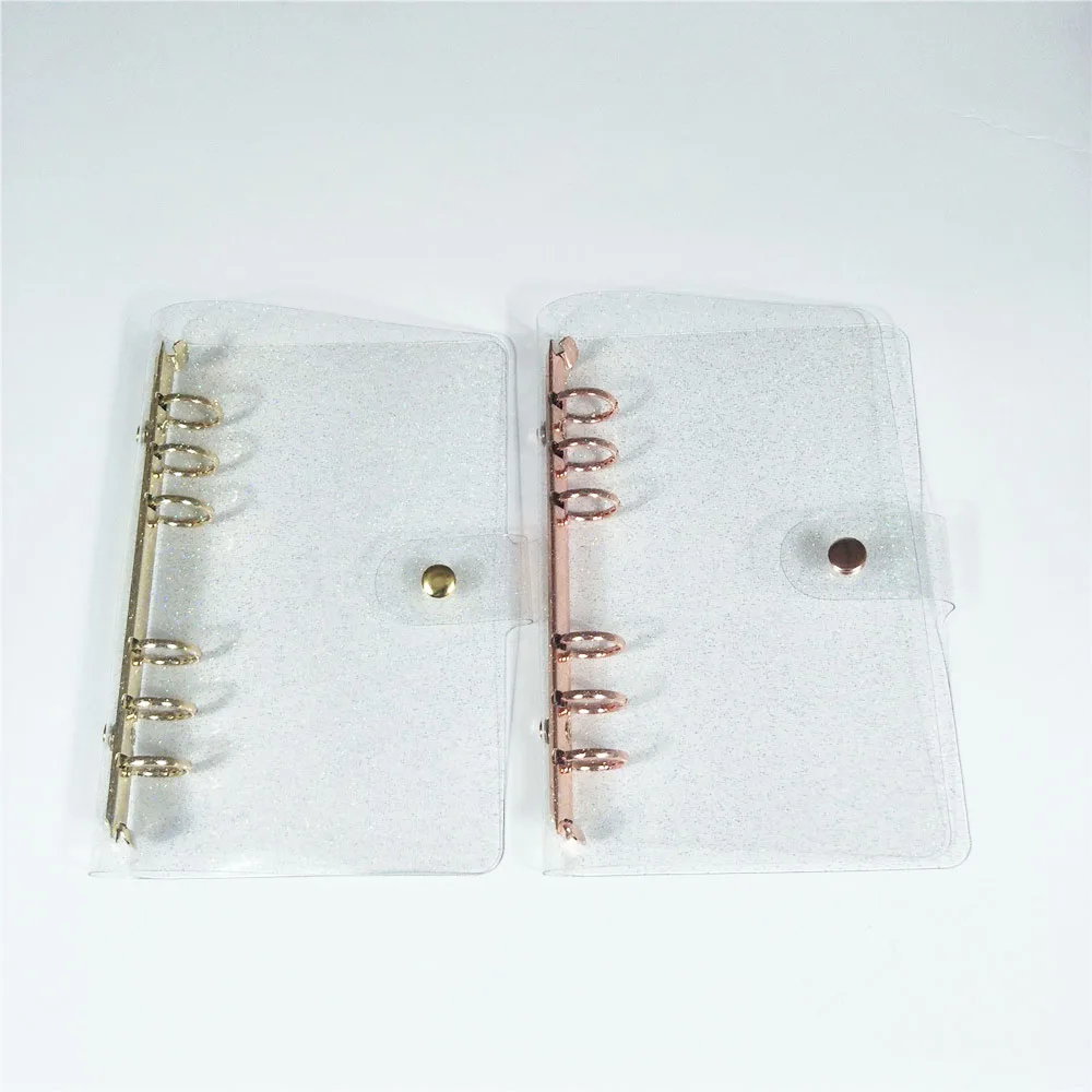 

A5/A6 Glitter Sequins Loose Leaf Notebook Inner Core Cover 6 Rings Gold Rose Gold File Folder Binder Ring Kawaii Stationery