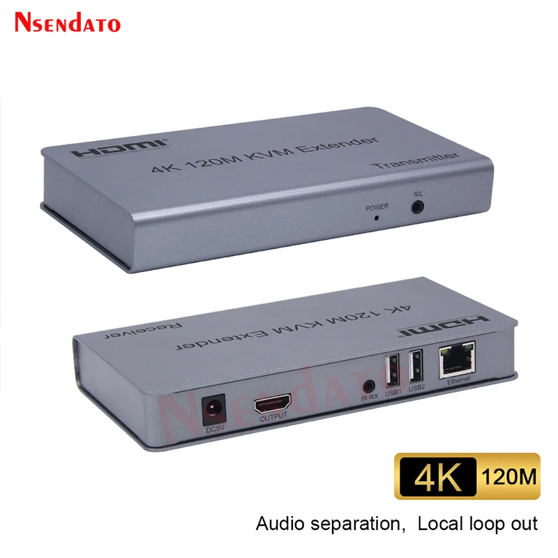 Удлинитель HDMI RJ45 4K 120m KVM HDMI удлинитель с USB KVM Audio HDMI over Cat6 HDMI KVM Ethernet удлинитель для USB мыши клавиатуры